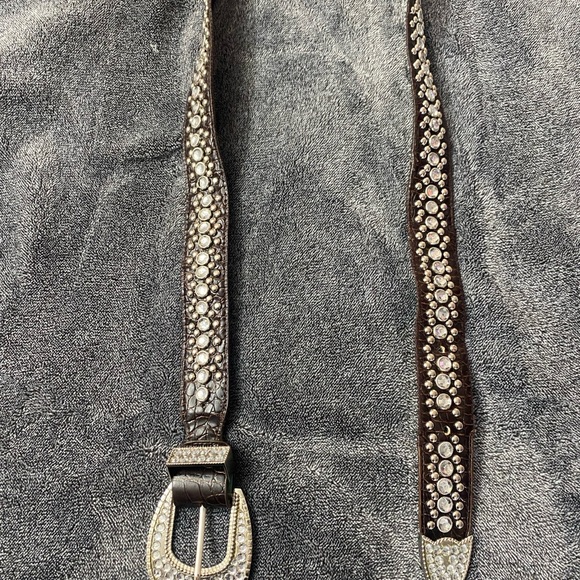 Source Unknown Accessories - Y2K Western Bling Brown Rhinestone Studded Belt